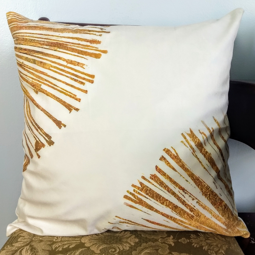 Soft Gold Stripe Printed Throw Pillow w/ Insert - Picture 3 of 3
